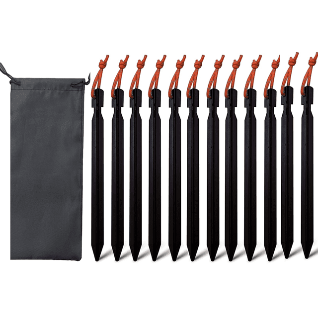 Tienda de campaña al aire libre, cortina de cielo, clavo de tierra, bolsa de tela de aleación de aluminio, conjunto de camping, clavo de tienda atrevido de tres bordes con cuerda