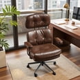 thumbnail image 2 of XIZZI Executive Office Chair, Oversized Computer Desk Chair with High Back, Ergonomic Elegant Design, Multi-Layer Memory Foam Cushion, Dark Brown (PU Leather), 2 of 10