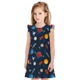 thumbnail image 1 of Fotbe Space Cartoon Vestido de Dormir para Niñas de 3 a 10 Años, Mangas Cortas, Estilo Princesa, Pijama Camisón con Mangas Voladas-Small, 1 of 6
