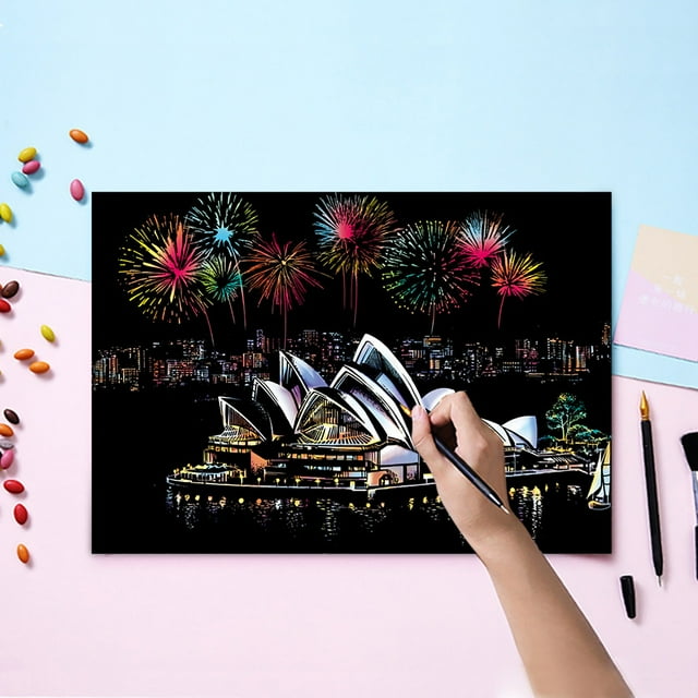 Nightscape Peinture Unique DIY à Gratter pour Adultes Enfants Dévoilent avec Chaque Cube pour Enfants à l'École 100 Cache-Cache Ruche Bouteille Sensorielle Cœur Math Anxiété Jeu de Société Alphabet Début