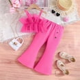 thumbnail image 2 of TAIAOJING Toddler Kids Baby Girls 2PCS Outfits Sets Strap Sleeveless Flower Tops And Elastic High Waisted Flared Pants Outfits Sets Holiday 5-6Y, 2 of 4