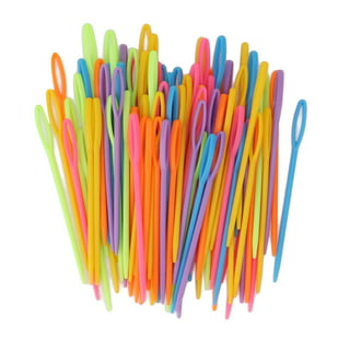 100 pcs Large-Eye Plastic Sewing Needles, 7cm Plastic Weaving Needles,  Colorful Yarn Sewing Needle with Storage Bag, Plastic Lacing Needles for