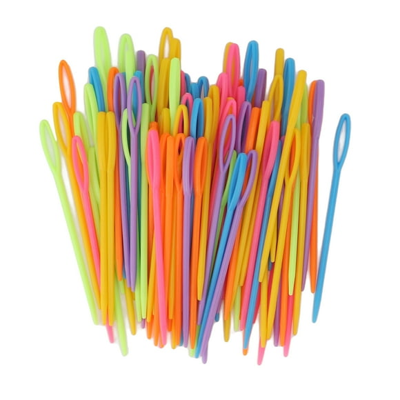 100pcs Large Eye Plastic tapestry needle Needles Bright Colors Plastic Yarn Needles Large Eye Portable Plastic Sewing Needles for Knitting 3.5Inch Plastic Weaving