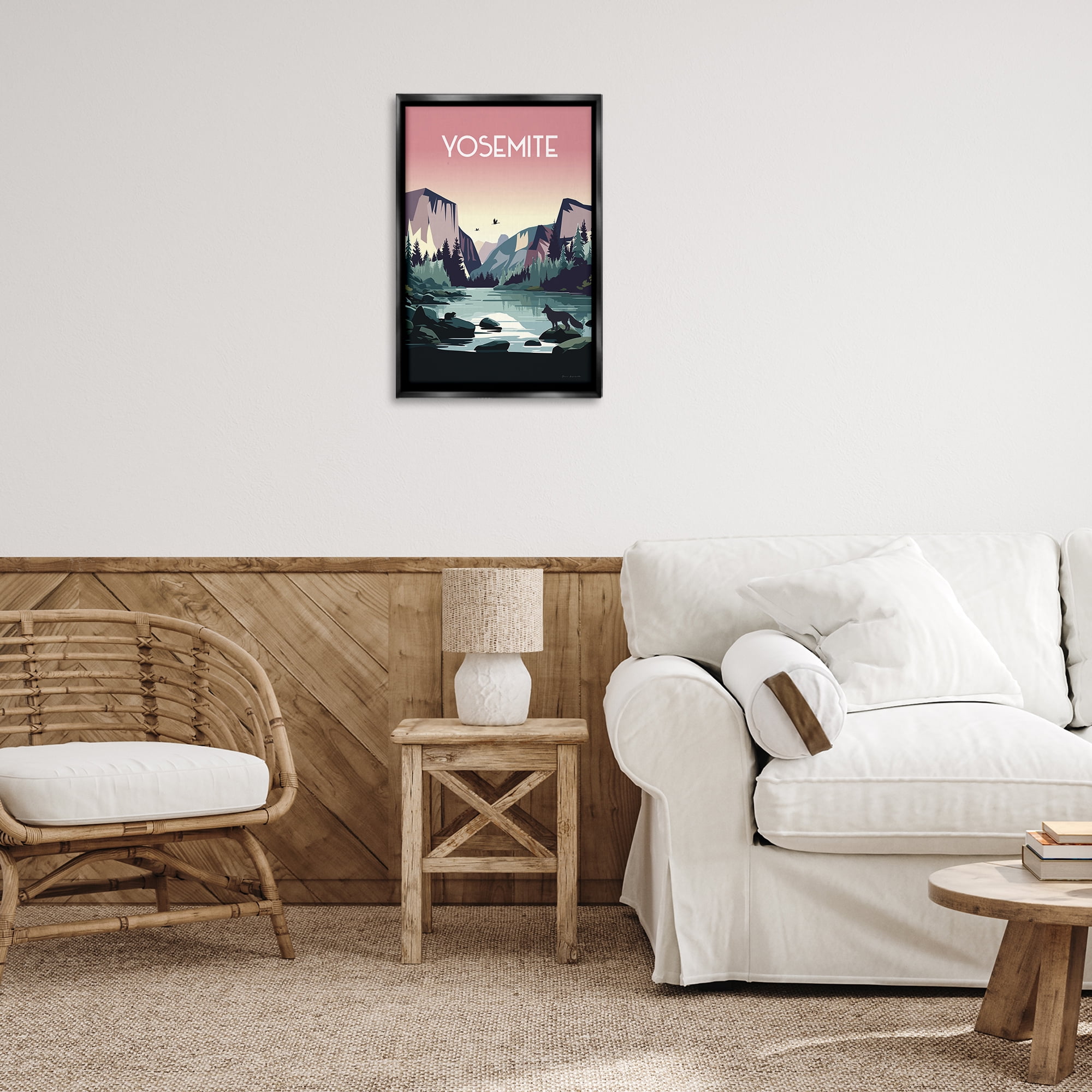 Stupell Industries Yosemite Landmark View Landscape & Nature Painting Black Floater Framed Canvas Art Print Wall Art, 17 x 25