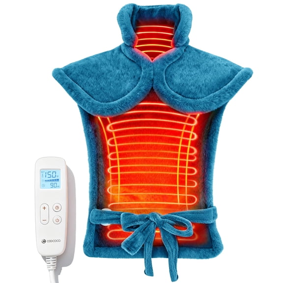 CooCoCo 37"x24" Heating Pad for Neck and Shoulders and Back, Heat Pad for Back Pain Relief, Full Back Heated Pad, 6 Heat Settings 3 Timers Auto-Off