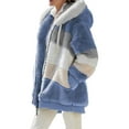 thumbnail image 3 of Wrcnote Women Outwear Hoodie Jacket Patchwork Coat Hooded Hoody Cardigan Long Sleeve Overcoats Blue 4XL, 3 of 3
