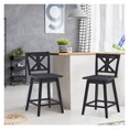 Crestora Set of 2 Bar Stools Swivel Counter Height Chair w/ Solid Wood