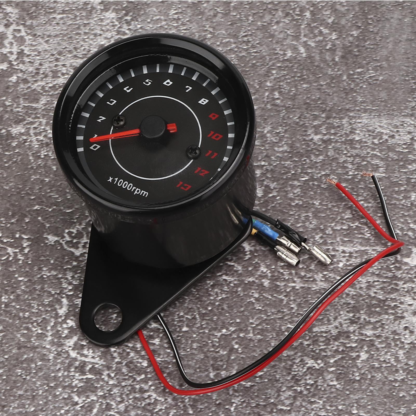 Black Housing Black Dial Acouto Motorcycle Tachometer Gauge,Motorcycle Backlight Tachometer Speedometer Aluminum Gauge Replacement 