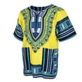thumbnail image 5 of Unisex African Prints Dress Cotton Dashiki Shirt Ethnic Caftan yellow and blue, 5 of 6