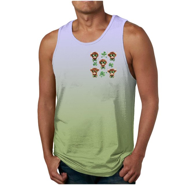 Camiseta sin mangas de cuello redondo para hombre, informal, a la moda, sin mangas, con estampado, cuello redondo, deportiva, de poliéster