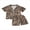 Brown, variant on Boys Girls Pajamas Set 1-6T Leopard Print Long/Short Sleeve Tops+Elastic Waistband Shorts/Trousers Kids 2Pcs Sleepwear Suit