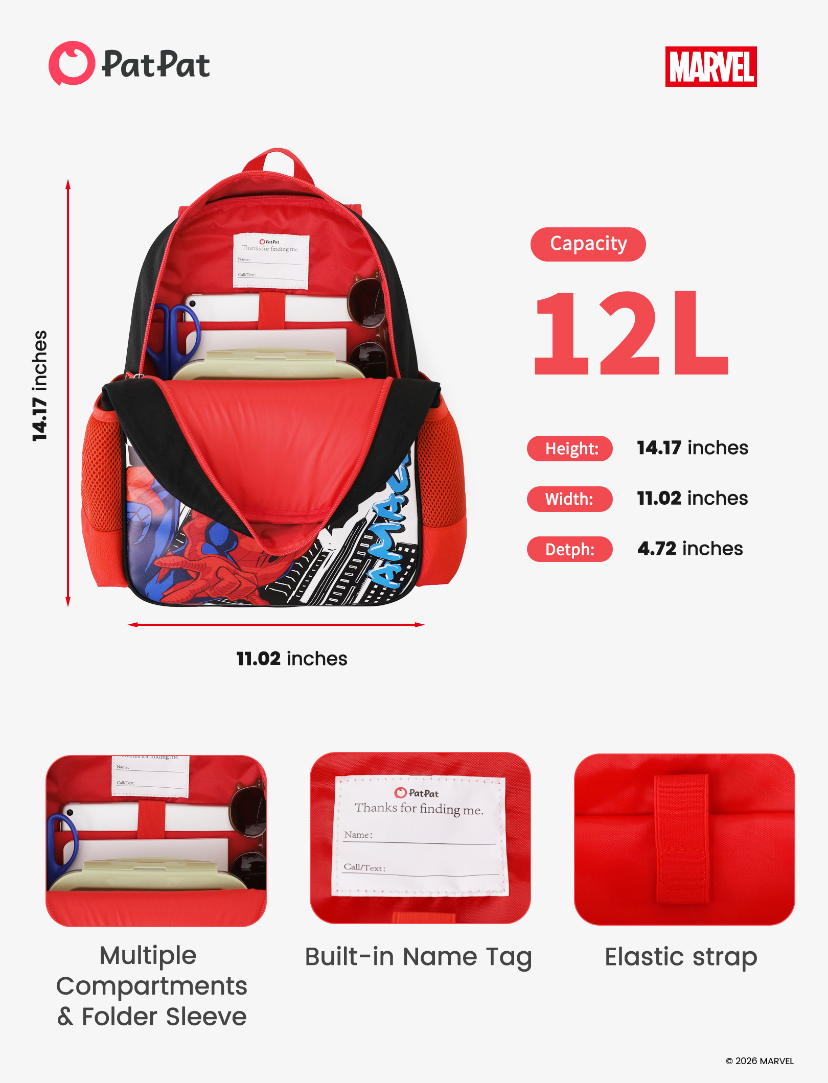 Mochila para niño de Spider-Man, resistente al agua, para escuela, para niños pequeños, para primaria 5