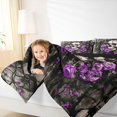 thumbnail image 4 of Homewish Hipple Halloween Skull 7pcs Queen Bedding,Purple Rose Flower Bedding Comforter Set Queen,Black Reversible, 4 of 8