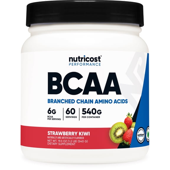 Nutricost BCAA Powder- 2:1:1 (Strawberry Kiwi) 60 Servings - Non-GMO Amino Acid Supplement