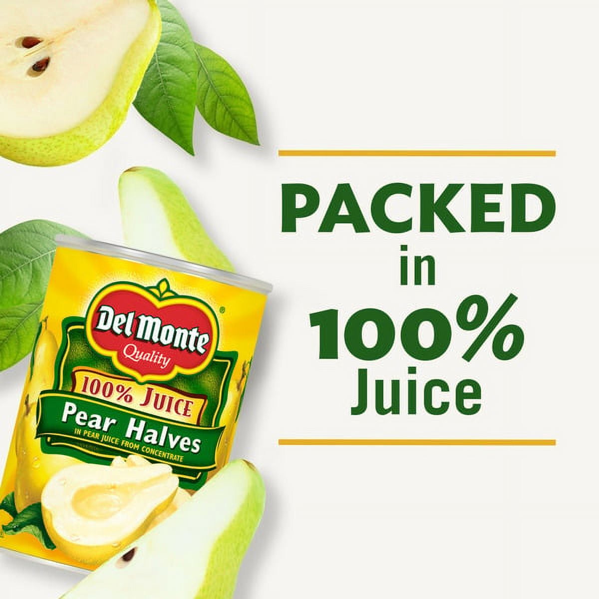 Del Monte Pear Halves in 100% Juice Canned Fruit 15 oz (Pack of 6)