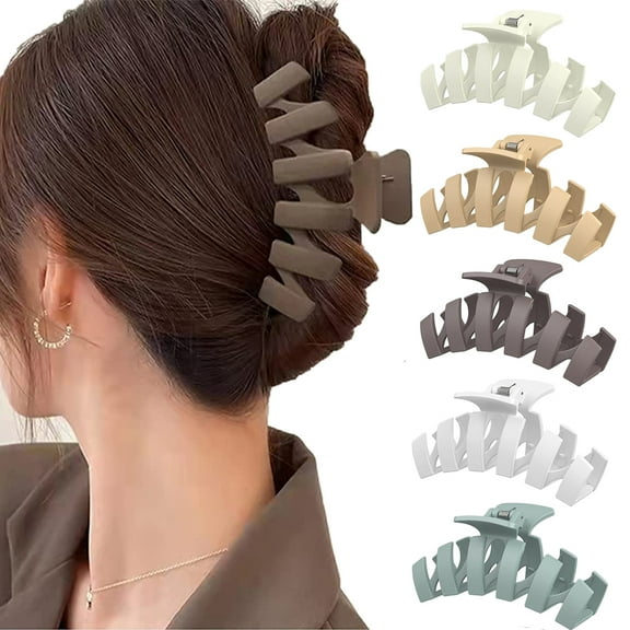 5PCS Big Hair Claw Clips, 4.5 Inch Non-Slip Matte Large Claw Clips, Strong Hold Perfect for Women for Thick or Thin Hair Women and Girls