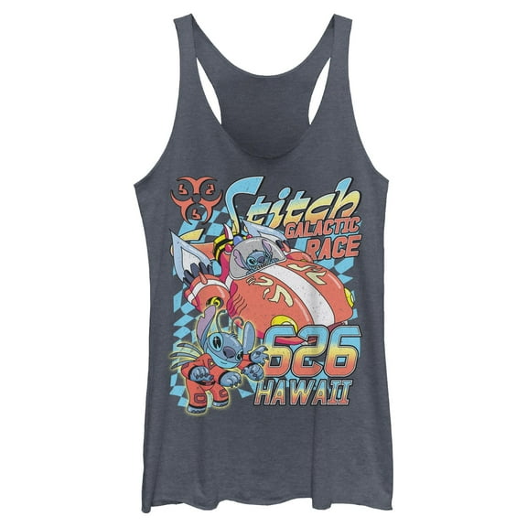 Womens Lilo & Stitch Hawaiian Galactic Race Racerback Tank