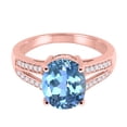 thumbnail image 2 of Mauli Jewels Rings for Women 2.52 Carat Oval Blue Topaz and Diamond Ring 4-Prong 10K Rose Gold, 2 of 6