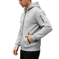 thumbnail image 5 of RYDCOT Cargo Hoodie with Zipper Pockets, Midweight Fleece, Full Zip Hooded Sweatshirt for Men Gray, 5 of 8