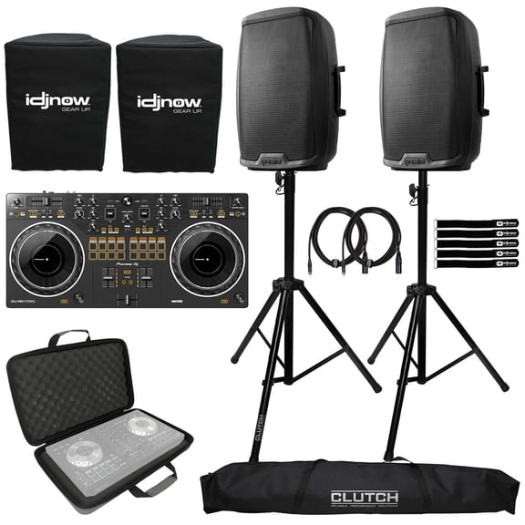 Pioneer DJ DDJ-REV1 Scratch Style 2-Channel DJ Controller with Gemini AS-2115BT Active 15" Loudspeakers Package