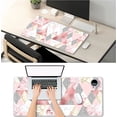 thumbnail image 6 of Extended Gaming Mouse Pad XXL Large Keyboard Mat Long Mousepad Desk Decor Writing Pad Non Slip Rubber Base Stitched Edges for Work, Game, Office, Home, 35.1" x 15.7" , Pink Triangle, 6 of 6