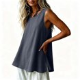 thumbnail image 5 of IUYRTFE Women Round Neck Sleeveless Tank Top with Side Slits Loose Fit Casual Summer Blouse, 5 of 7