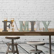 WHAMVOX Family Letter Wall Hanging Sign Rustic Home Decoration Ornament for Living Room Green 24.5x6.5 Inches