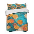 thumbnail image 2 of Quilts Twin Size, Orange Leaf Soft Comforter Bedding Set for Bed, Abstract Oil Painting Branch Turquoise Lightweight Quilted Bedspread with Pillow Cover(2 Pieces) for All Season, 68x86 Inch, 2 of 6