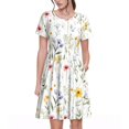thumbnail image 1 of Bixox Robe d'Été à Manches Courtes pour Femmes Robe Ample Longueur Genou avec Poches-Floral Aquarelle A, 1 of 7