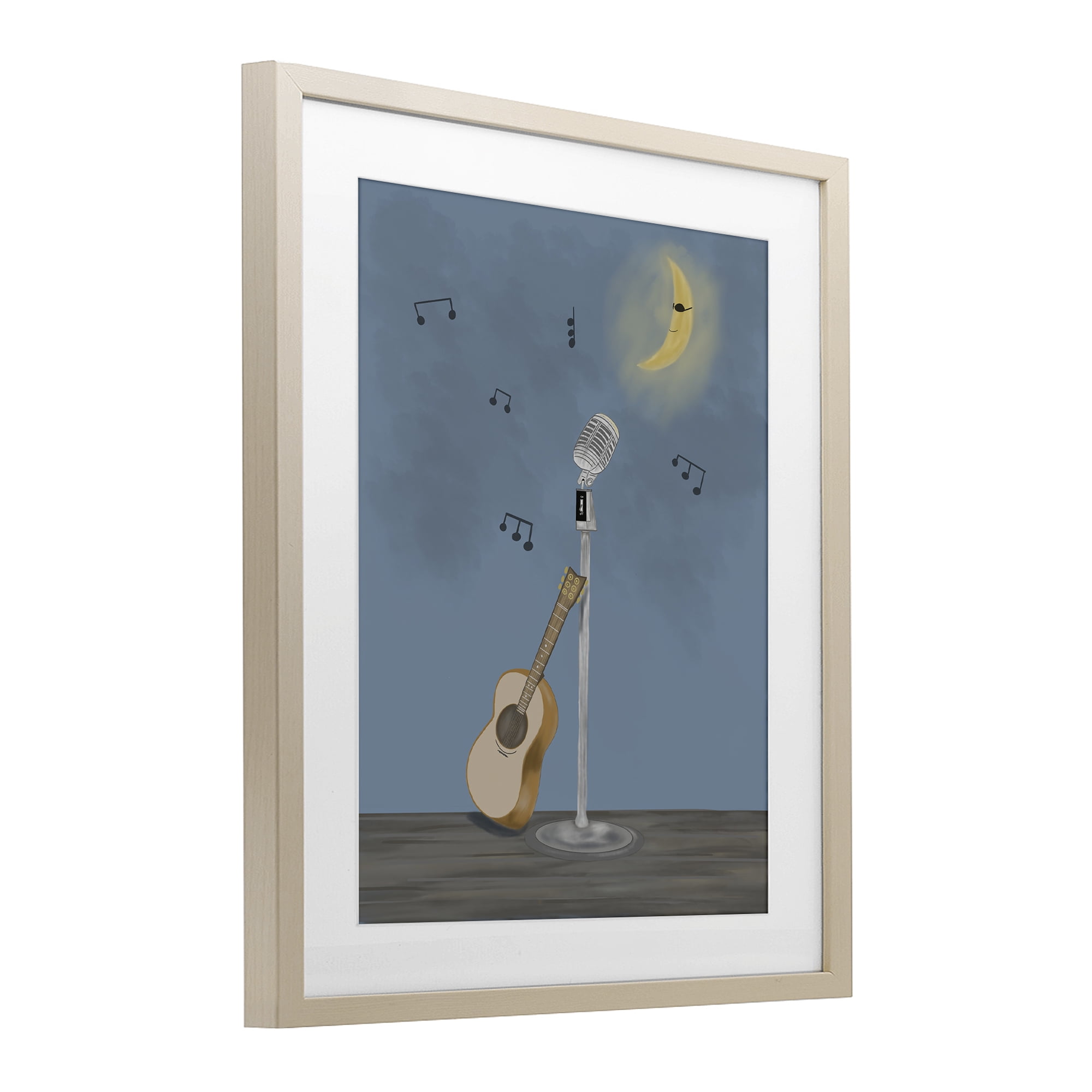Stupell Industries Music And Moon Stage Birch Framed Print Under Glass, design by Leslie Hermosa