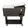 thumbnail image 4 of 80QT Rattan Square Legs Cooler with Shelf - Dual Wheels, Warm/Cool Function, 48H Ice Retention, 4 of 15