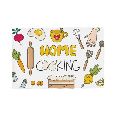 

Table Placemats Set of 4 - Home Cooking 12x18 In Faux Linen Double Heat Resistant Place Mats Cloth Indoor/Outdoor Placemats Washable Table Mats for Dining Kitchen Party