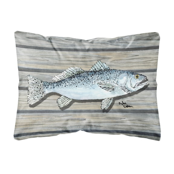 Carolines Treasures 8494PW1216 Fish Speckled Trout Canvas Fabric Decorative Pillow, 12H x16W, multicolor