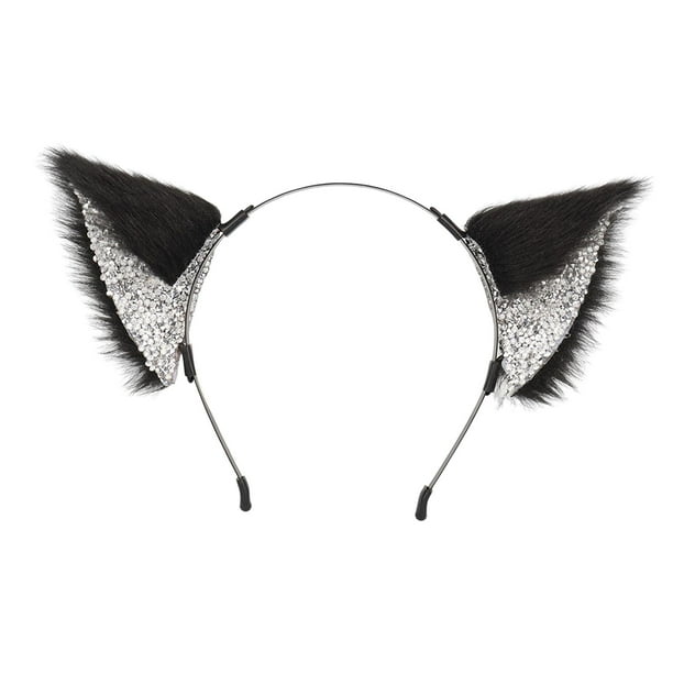 Diadema con orejas de gato Yuyangstore Diadema con orejas de gato Negro