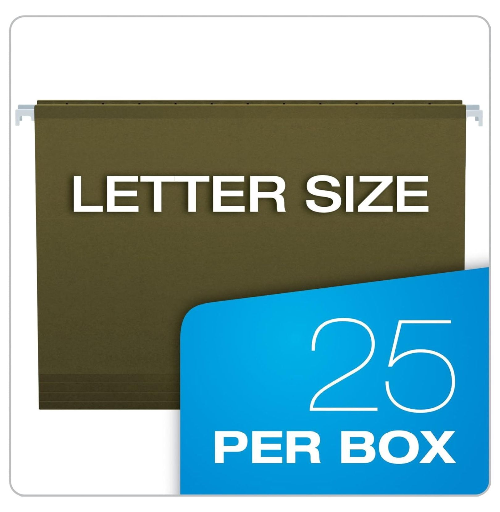 Hanging File Folders Letter Size, Green - 25 Pack No Tabs Reinforced Hanging Folders for Office, Home, School Organization - Standard Cut Durable Filing