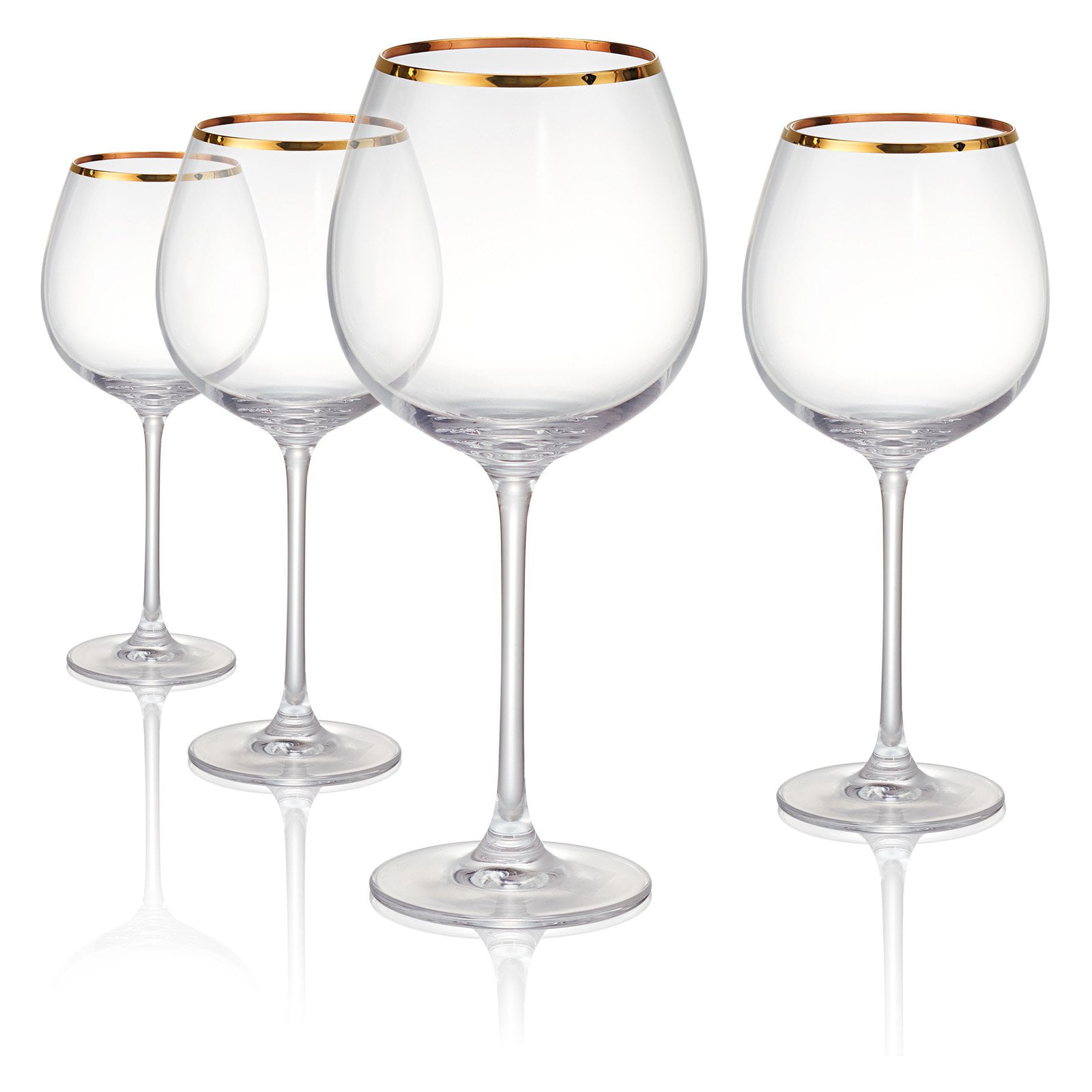 Artland Gold Band Burgundy Wine Glasses Set of 4