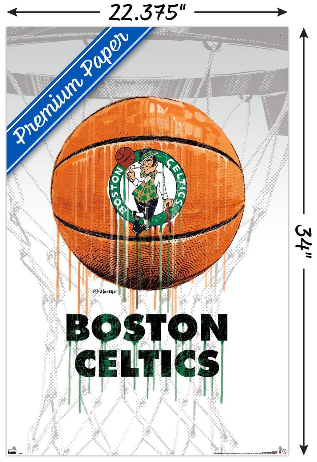 NBA Boston Celtics - Drip Ball 20 Wall Poster, 22.375" x 34" Framed