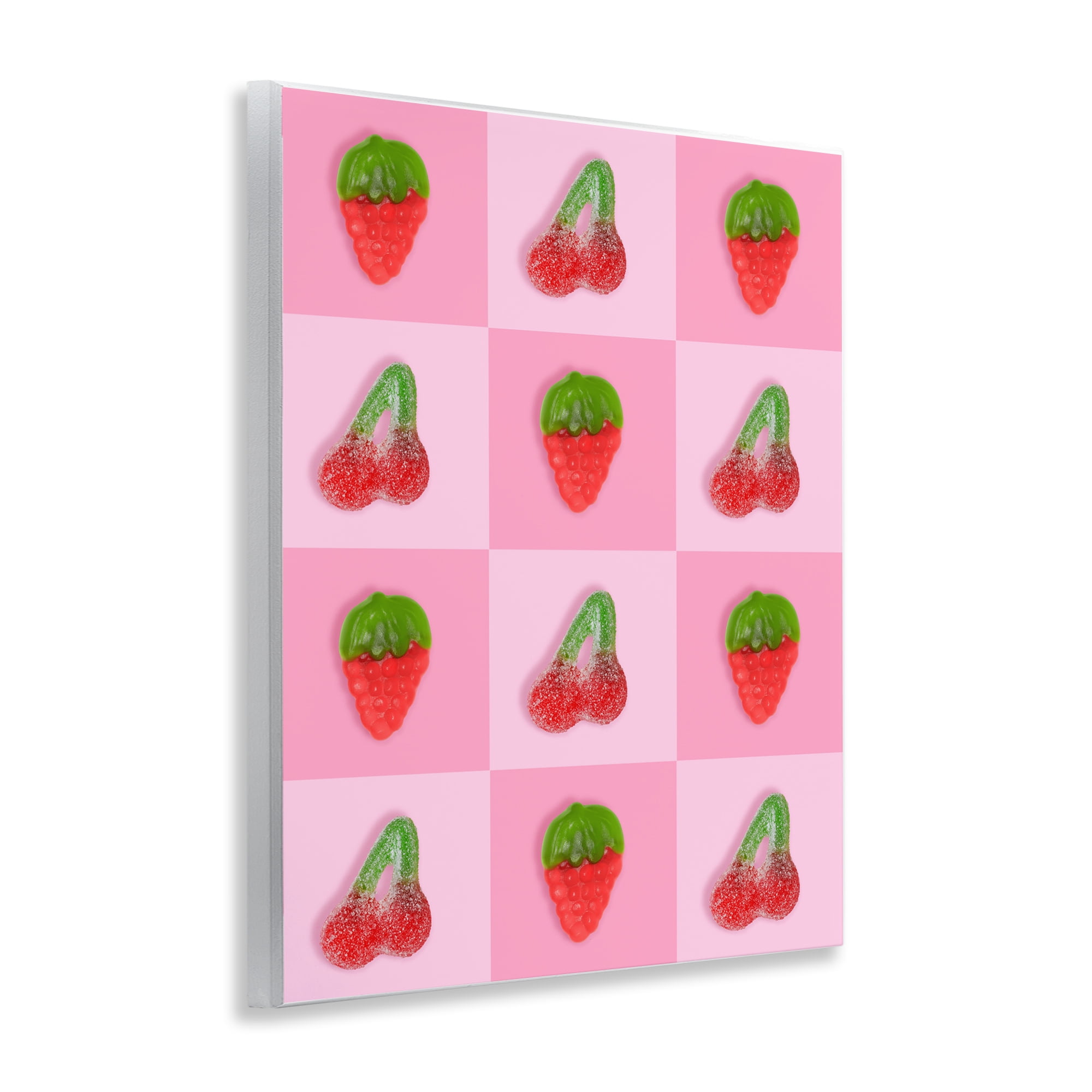 Stupell Industries Gummy Strawberry and Cherry Checkerboard Wall Plaque Art, design by LISH Creative