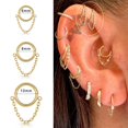 thumbnail image 1 of 1pc Stainless Steel Hoop Earrings with Chain Simple Septum Piercing Nose Rings Women Gold Color Tragus Rook Ear Piercing Jewelry, 1 of 5