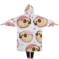 thumbnail image 2 of Oversized Wearable Blanket Hoodie,Cartoon Pug Dog Sherpa Blanket Hoodie with Super Pockets,Super Warm Fuzzy Pullover for Women & Men, 2 of 6