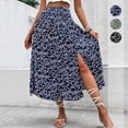 thumbnail image 2 of Casual and refreshing blue floral print midi skirt for vacation, 2 of 5