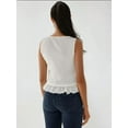 thumbnail image 5 of Textured Crew Neck Blouse with Ruffle Detail, 5 of 5