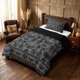 thumbnail image 2 of Manfei Vintage Gothic Death Moth Twin Comforter Sets, Aztec Tribal Damask Bedding Set, Gray Black, Black Reversible 2 Pieces, 1 Comforter and 1 Pillowcase, 2 of 6