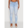 thumbnail image 4 of Womens WAX Distressed Frayed Skinny Jeans, 4 of 5