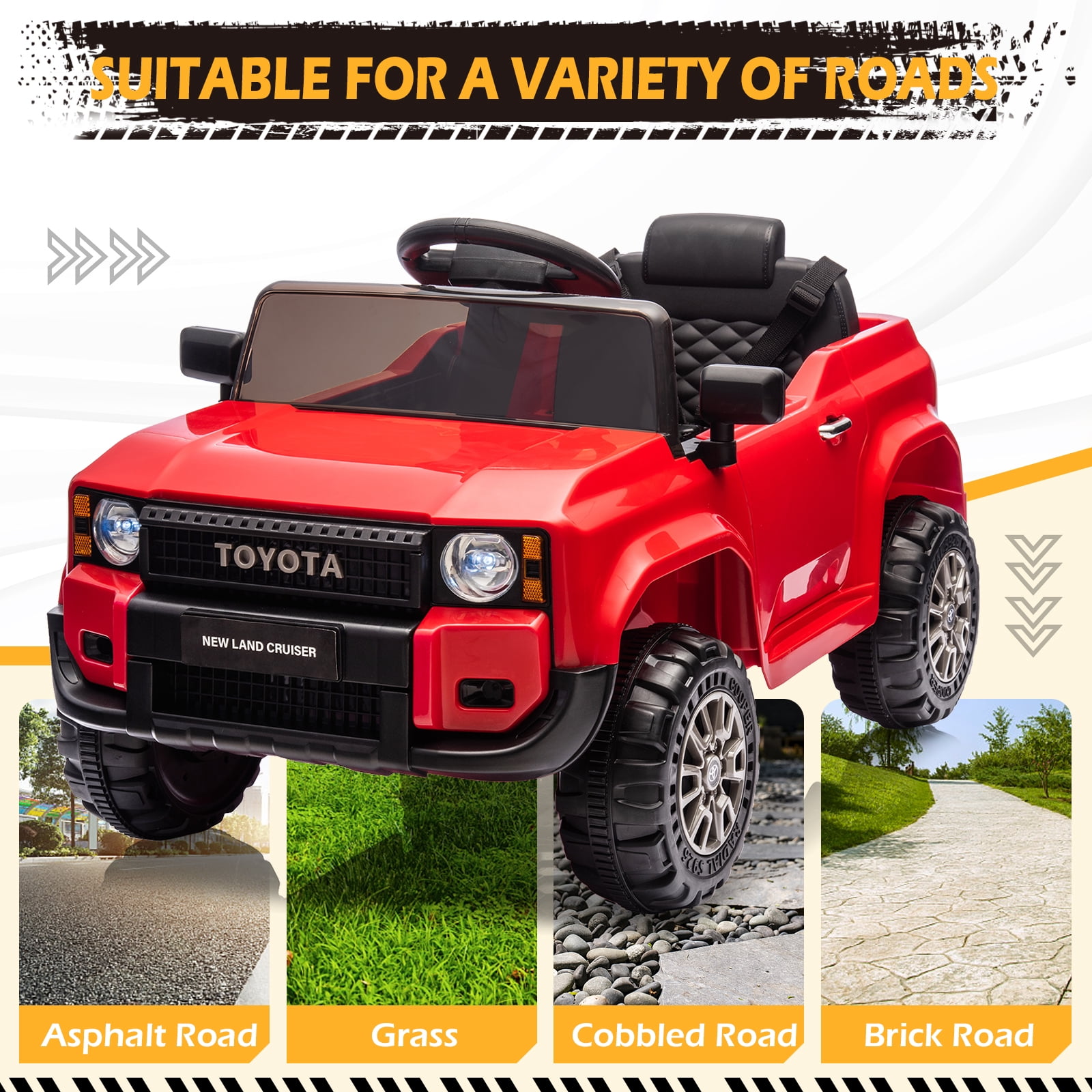 UBesGoo 12V Ride On Car Toys, Licensed Toyota Kids Powered Electric Car with Remote Control for Girls Boys, Red