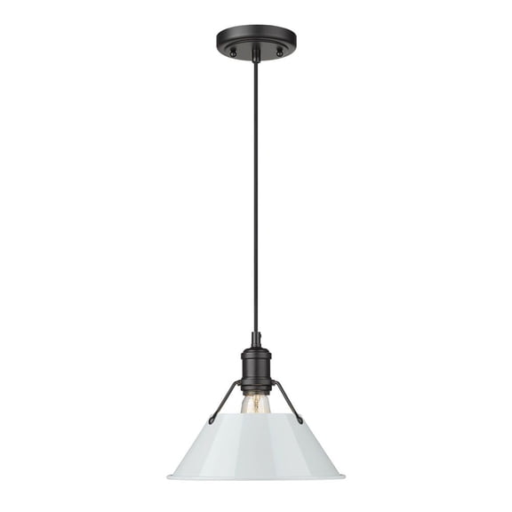 Orwell 1-Light Pendant in Matte Black with Dusky Blue