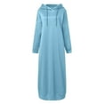 thumbnail image 4 of IWRICH Women's Maxi Long Hoodie Dress Pullover Sweatshirt Spring Fall Autumn Winter Loose Sweatshirts Dress Sky Blue XXL, 4 of 5