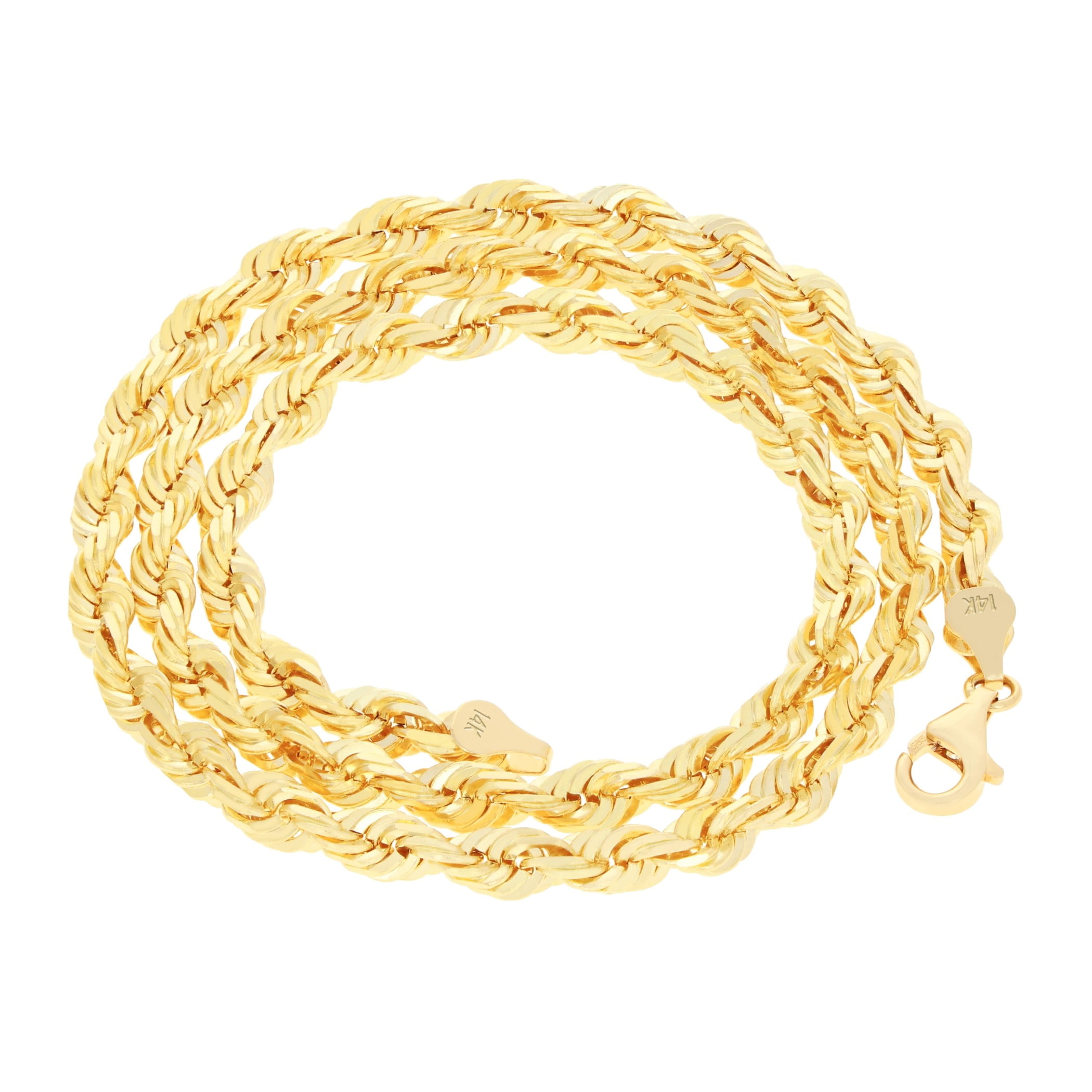 Nuragold 14k Real Yellow Gold 6mm Solid Rope Chain Diamond Cut Bracelet (7.5"-9") Italian Jewelry for Men