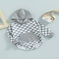 thumbnail image 3 of Barboteuse Bébé Fille Garçon à Carreaux Patchwork à Capuche Manches Longues/courtes avec Poches, 3 of 7