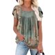 thumbnail image 1 of Fiudx Camisas de Mujer Camiseta Holgada de Manga Corta Plisada Estampada para Mujer, 1 of 4